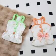 春夏新款蕾丝连衣裙，25厘米兔子连衣裙，宠物连衣裙，猫咪公主裙，娃娃连衣裙，新款百搭条纹连衣裙，狗狗衣服，泰迪熊套装，时尚公主裙，印花牵引绳公主裙 - 橘色 - 查看 4