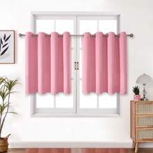 2pcs/Set Blackout Curtain Panels With Solid Thermal Insulated Layer, Suitable For Bedroom Or Living Room, With Metal Grommets - Baby Pink - View 33