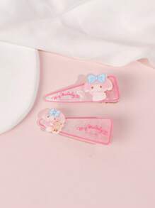 Sanrio Pinza de pelo con diseño de Hello Kitty, Cinnamoroll y Melody de Sanrio, set de 2 piezas de hermosos pasadores de dibujos animados, adecuados para uso diario de la mujer