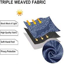 DWCN 2pcs Ombre Blackout Curtains For Bedroom - Damask Patterned Thermal Insulated Grommet Curtains For Living Room - 新深藍 - 查看 7