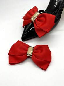 New Stylish Versatile Double Layered Ribbon Bowknot Decorative Shoe Clips, Fashion High Heel Sandals Accessories - Multicolor - View 15