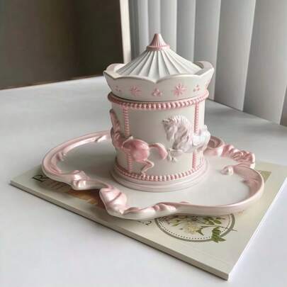 Silicone Rotating Carousel Mold With Vintage Lace Tray, Epoxy Resin Casting Cement Mold Suitable For DIY Jewelry Container Holder, Home Decor Plaster Crafts