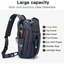 Sling Bag, Waterproof Men's Chest Bag Shoulder bags Crossbody Sling Backpack for Men… - Azul - Ver 2