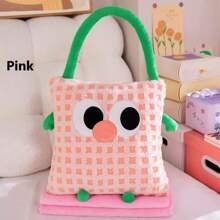 Manta de peluche con asa de transporte en diseño de dibujos animados que aumenta el atractivo visual