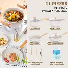 Bateria de Cocina,Juego de ollas y sarten 11 Piezas,mango desmontable,Juego de Utensilios