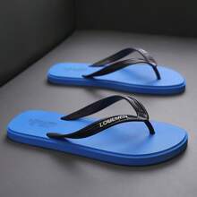 男士人字拖，夏季休闲一脚蹬沙滩凉鞋，时尚透气户外沙滩拖鞋，适合室内、户外、海滩、春夏休闲穿着 - 彩色 - 查看 16