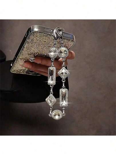 Luxury Rhinestone Metallic Lanyard Wristlet, Strap For Handbag, Phone Case, Key Chain Gifts For Mother, Family, Friends, Birthday, Holiday Phone Charm, Phone Chain