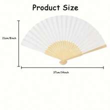 5pcs White Folding Fan Set For Bride, Bridesmaids, Bridal Shower, Party, Valentine's Day Gift, Back To School - DIY Blank Bamboo Paper Fan, Suitable For Weddings, Parties, Gifts And Crafts, Great For Outdoor Decor And DIY Projects