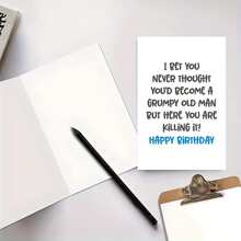 1pc Humorous Old Man Birthday Card For Dad - High-Quality Paper, Funny & Thought-Provoking Sarcastic Design, Perfect For Father'S Birthday Celebration, Personalized English Text Suitable For All Occasions Easter Card April Fool's Day Father's Day, Mother's Day Card Thanksgiving Day Card