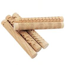 Rodillo con textura de madera, arte de cerámica, varilla en relieve, patrón de flores, rollo de barro, alivio, herramienta artesanal de arcilla - J - Ver 7