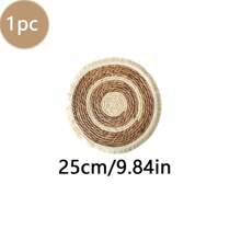 1 pieza /4 piezas /6 piezas Posavasos o manteles individuales redondeados con flecos de estilo bohemio tejidos a mano de manera natural, adecuados para restaurantes, decoración de bodas