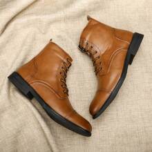 Men's Casual Chukka Boots Dress Shoes Waterproof Leather Ankle Boots Valentines - màu nâu - Xem 4