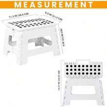Taburete plegable - (Paquete de 1) Taburete con altura de 9 pulgadas - Soporta hasta 300 libras - Taburete plegable de plástico ligero para cocina, baño y sala de estar (Blanco)