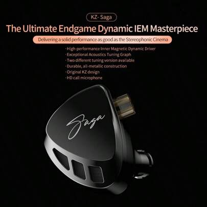  Tai nghe có dây KZ Saga HiFi Stereo Bass hoàn toàn mới, tai nghe nhét tai chất lượng cao với trình điều khiển động, jack cắm AUX 3.5mm, phù hợp với máy tính xách tay, máy tính để bàn và điện thoại thông minh.