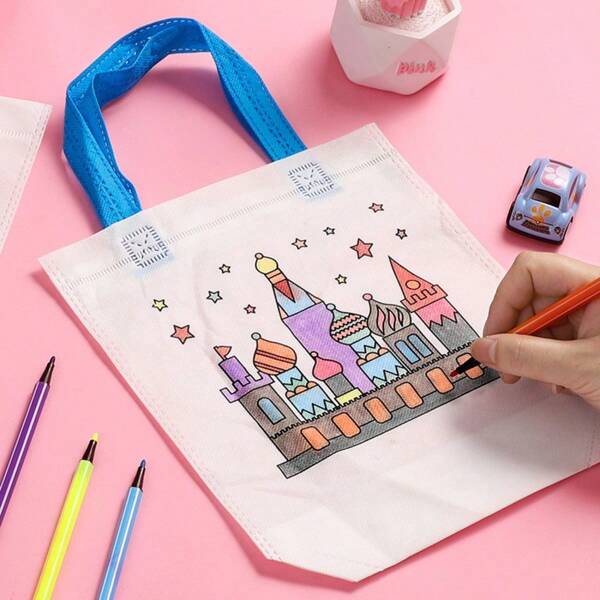 5/10/15 peças de sacolas de pintura DIY para adultos - sacolas de tecido não tecido para desenhar e colorir, estilos aleatórios, perfeitas para presentes de Natal ou armazenamento
