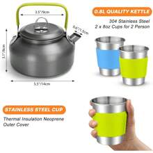 16pcs Camping Cookware Set With Folding Camping Stove, -Lightweight Pot Pan Kettle Set With Stainless Steel Cups Plates Forks Knives Spoons For Camping Backpacking Outdoor Picnic