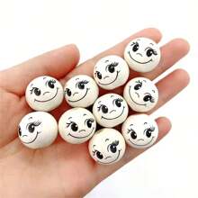 20mm Wooden Beads With Big Eyes And Happy Expressions - 5/20/40pcs For Jewelry Making, DIY Lucky Bug Keychains, And Home Decorations