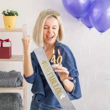 2 Pcs Wonderful Birthday Party Bag - Metal Rhinestone Headpiece And Silver Belt Ribbon Set, Suitable For Women Aged 30, 40, 50, 60, 70, 80 Celebrations - General Occasions - Bridal Showers, Weddings, Anniversary Decorations - No Electricity Required - Suitable For Women Aged 18+ - Gold - View 8