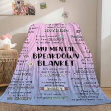 Extra Soft Handmade Pattern "My Mental Breakdown Blanket" Printed Shawl - Comfortable Flannel Shawl Suitable For Men And Women, For Bed, Sofa, Chair - Perfect Birthday And Holiday Gift, All Season Comfortable Blanket, 200x150 Cm