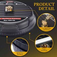15 Inch Pressure Washer Surface Cleaner 4000PSI Power Washer Attachment For Deck - 黑色 - 查看 4