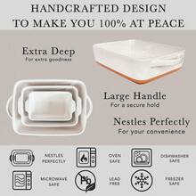 Baking Pan-Mora 9x13in Porcelain Baking Dish - Oven To Table, Freezer-New Fashion - 香草白 - 查看 6