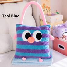 Manta de peluche con asa de transporte en diseño de dibujos animados que aumenta el atractivo visual