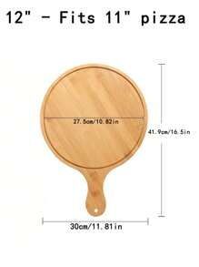 1pc 6-13 Inch Bamboo Wood Pizza Peel Paddle, Circular Baking Tray, Food Serving Platter For Pizza, Bread, Steak, Fruit, Cheese, Pizza/Fruit Cutting Board, Pancake Tray, Baking Kitchen Utensil, Back To School Supplies