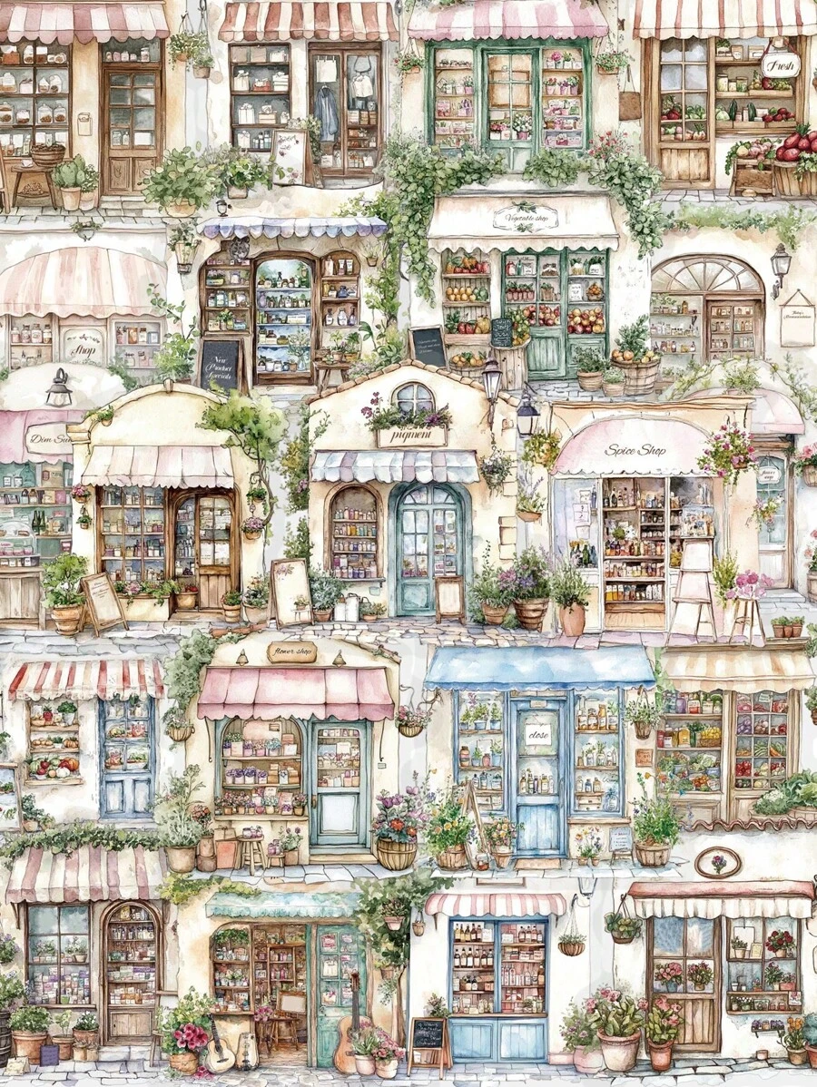 50 张水彩花卉小屋贴纸,PET 透明材质,适用于 DIY 手机壳、笔记本电脑、电脑、剪贴簿、水瓶、日记本、行李箱、防水装饰贴纸、学校用品、返校 - 款式2 - 查看 1