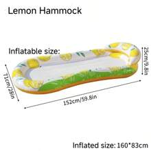1 pieza Flotador inflable tipo tumbona con diseño de limón, cama de malla refrescante, diseño blanco y amarillo de limón