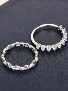 1 Set Elegant Engagement & Wedding Ring Set, Women's Jewelry, 925 Sterling Silver Shiny Wedding Rings, Exquisite Jewelry, Suitable For Girl's Birthday, Prom Party Gift - Style 3 - View 8