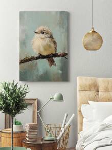 动物帆布墙艺术印刷品，精致的笔触，可爱的小鸟出现在墙上，无框海报印刷，送给朋友装饰房间的礼物，高品质防水防褪色材料 - 彩色 - 查看 3