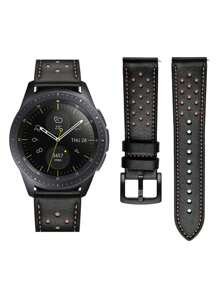 1pc zachte en comfortabele leren horlogeband met creatief rond geperforeerd ontwerp, compatibel met Samsung Galaxy Watch 4/5/6/7 40mm 41mm 44mm 45mm, Watch GT2 GT3, Watch. Geschikt voor zakelijke herenkleding en feest-/buiten-/dagelijkse kleding voor dames, snel los te maken smartwatch-accessoire