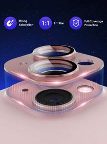 Camera Lens Protective Film For IPhone 15 Plus/ForiPhone 15/Metal With Aluminum Ring, 9H Tempered Glass Screen Protector, Pink For IPhone 13