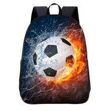 Soccer Pattern Backpack For Girls Boys, 16 Inch Kids Football Theme Bookbag With Adjustable Straps, Lightweight, Durable, School Bag With Large Capacity - Backpack - View 9