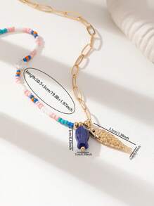 1 pièce Collier bohème d'été avec perles, pendentif carte de tarot, collier avec perles de graines, étoile de mer en raphia pour voyage et plage. Bijoux bohèmes pour femmes