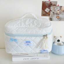 1 Pc 3 Colors Large Cute Bowknot Decoration Cosmetic Bag Portable Travel Large Makeup Storage Organizer Bag