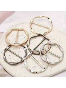 1/5pcs Versatile Alloy Buckle Set-Round Shirt Clip Buckle Ring For Women, Alloy Waist Cinch Tightener For Blouses, Clothing Accessories For Fashion Styling, Decorative Shirt Knotting Clasp, Adjust Shirt Length, Create A Slimmer Silhouette, Ideal For Work Casual Or Party Dress Up. - Multicolor - View 13