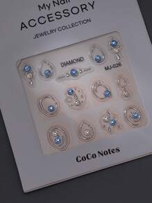 CoCo Notes 1 Set (2pcs) 5D Embossed High Quality K9 Crystal Flat Bottom Embossed Water Drop Shape Mini Sticker DIY Embossed Nail Art Sticker