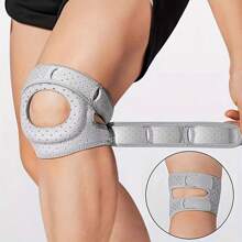 1 Pc-Adjustable Elastic Patella Knee Brace For Knee Discomfort, Knee Compression Sleeve Knee Brace, Workout Knee Pads For Women And Men-Suitable For Basketball, Tennis, Fitness, Running-10cm/4in Above Knee Circumference:30-56cm/12-22in, Black/ Grey Gym Accessories Knee Support