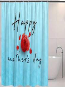 1pc Flower & Letter Print, Mother's Day Element Waterproof Shower Curtain Tapestry, With 12 Hooks Polyester Fabric Bathroom Decor, Waterproof Bathtub Divider, Modern Home Bathroom Decor, Washable, Grommet Top 35inX70in, 47inX70in, 59inX70in, 70inX70in Mother's Day Flowers, Personalized Gifts For Mom, Last Minute Gifts, Mother's Day Ideas, Mothering Sunday Gifts, Handmade Cards For Mum, Best Mother's Day Gifts Under $50