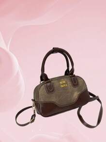 1pc New Fashion Shoulder Crossbody Bag Pu Material Zipper Closure Retro Casual Shell Bag Contrast Color Hand-Held Pillow Bag High-End Crossbody Bag Suitable For Commuting To Work, Shopping, Dinner, Giving Girls Gifts, Dating And Traveling