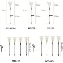 Waterproof Solar Garden Lights Solar Lights 60/150/240/320/360 LED Outdoor Garden Light Solar Powered For Outside - Flicker 8 Light Modes Sparkler Fireworks Sticks Yard Patio Path Decor- LED Starburst Twinkle Lighting For House Lawn Courtyard Pathway Tree Flowerbed Camping Wedding Party Decoration