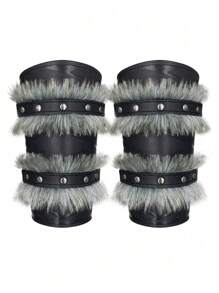 1 pieza Guardias de brazo de vikingo nórdico, guanteletes de piel artificial medieval, brazaletes de cuero sintético vintage para LARP, Halloween, disfraces de Halloween