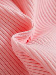 女婴甜美时尚可爱千鸟格图案圆领泡泡袖连体衣，配蝴蝶结荷叶边裙、白色罗纹腿套和千鸟格头带，夏季 - 粉色 - 查看 7