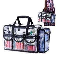 1个防水透明沙滩包，大容量便携旅行洗漱包，多功能可视化妆包，带可调节肩带，化妆品收纳包，旅行洗漱包，透明必备礼品收纳包，拉链配件包，美甲包，化妆包，旅行，化妆包，收纳包，储物包，化妆品收纳包 - 黑色 - 查看 2