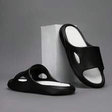 Men's Outdoor Casual Sandals, Breathable Double-Color EVA House Slippers For Indoor & Outdoor, Beach, Sports - Black and White - View 6