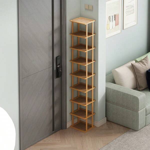 1pc DIY Thick & Sturdy Bamboo Shoe Rack, Multi-Tier Simple Shoe Cabinet, Indoor Entrance Shelf