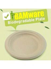 10/50pcs 6/8 Inch Thick Luxury Sugarcane Fiber Paper Plates - Reusable, Leak-Proof, Disposable, Suitable For Celebration Events