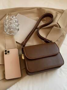 1pc Women's Shoulder Bag, Crossbody Bag, Solid Color, Clean Color, Flip Cover PU, Waterproof, Durable, Casual, Fashionable, Versatile, Exquisite, Suitable For Students, White-Collar Workers, Work Commuting, Gift Giving, Women's Crossbody Bag
