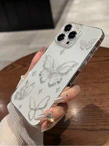1pc Delicate Perforated High Transparency Animal Butterfly Printed Thick Shockproof Protective Phone Case Compatible With IPhone 16/11/16pro/16plus/16promax/16e/15Promax/13/14/12/XS/XR/7G/8P, Galaxy S25/S25PLUS/S25 Ultra - Multicolor - View 6